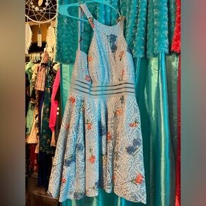 blue lace floral sundress